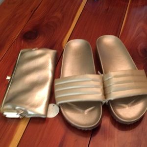 NWT! Wallet and Slide Sandals
